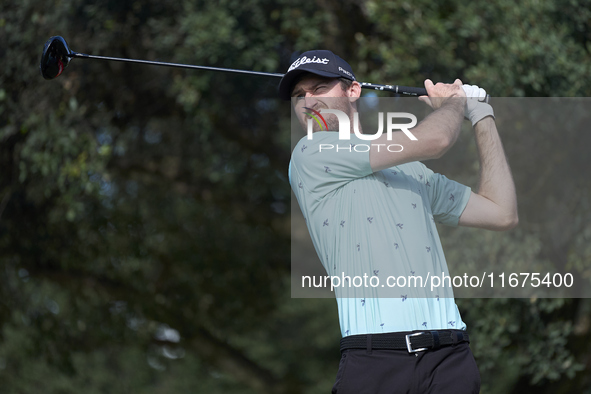 Andrew Wilson of England tees off on the 15th hole on day one of the Estrella Damm N.A. Andalucia Masters 2024 at Real Club de Golf Sotogran...