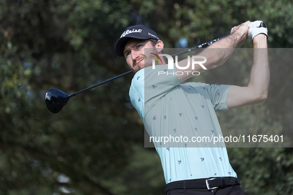 Andrew Wilson of England tees off on the 15th hole on day one of the Estrella Damm N.A. Andalucia Masters 2024 at Real Club de Golf Sotogran...