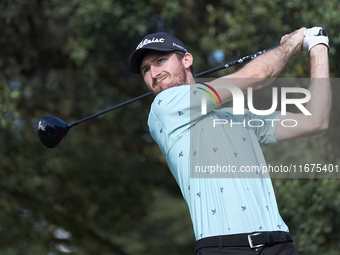 Andrew Wilson of England tees off on the 15th hole on day one of the Estrella Damm N.A. Andalucia Masters 2024 at Real Club de Golf Sotogran...