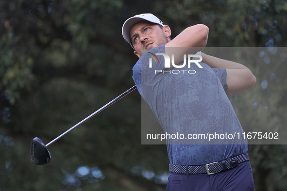 Lukas Nemecz of Austria tees off on the 15th hole on day one of the Estrella Damm N.A. Andalucia Masters 2024 at Real Club de Golf Sotogrand...