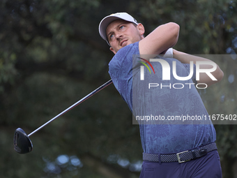 Lukas Nemecz of Austria tees off on the 15th hole on day one of the Estrella Damm N.A. Andalucia Masters 2024 at Real Club de Golf Sotogrand...