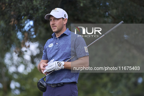 Lukas Nemecz of Austria looks on the 15th hole on day one of the Estrella Damm N.A. Andalucia Masters 2024 at Real Club de Golf Sotogrande i...