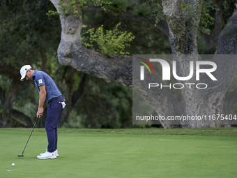 Lukas Nemecz of Austria plays a shot on the 14th green on day one of the Estrella Damm N.A. Andalucia Masters 2024 at Real Club de Golf Soto...