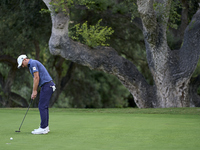 Lukas Nemecz of Austria plays a shot on the 14th green on day one of the Estrella Damm N.A. Andalucia Masters 2024 at Real Club de Golf Soto...