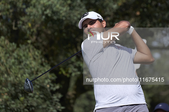 Eugenio Chacarra of Spain tees off on the 15th hole on day one of the Estrella Damm N.A. Andalucia Masters 2024 at Real Club de Golf Sotogra...