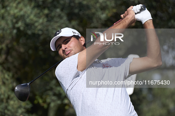 Eugenio Chacarra of Spain tees off on the 15th hole on day one of the Estrella Damm N.A. Andalucia Masters 2024 at Real Club de Golf Sotogra...