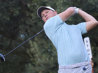 MJ Daffue of South Africa tees off on the 15th hole on day one of the Estrella Damm N.A. Andalucia Masters 2024 at Real Club de Golf Sotogra...