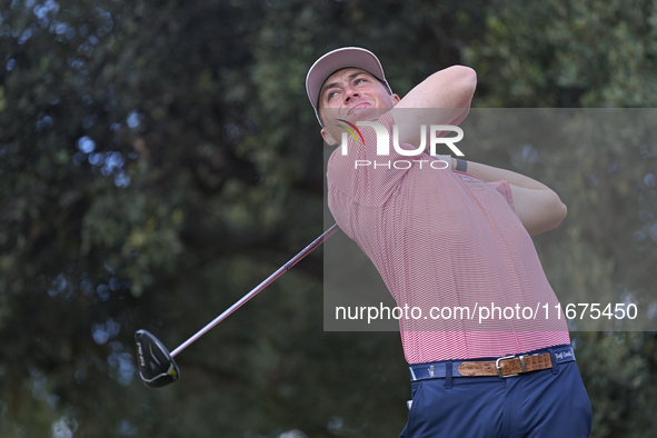 Chase Hanna of the USA tees off on the 15th hole on day one of the Estrella Damm N.A. Andalucia Masters 2024 at Real Club de Golf Sotogrande...