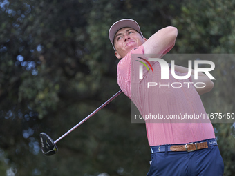 Chase Hanna of the USA tees off on the 15th hole on day one of the Estrella Damm N.A. Andalucia Masters 2024 at Real Club de Golf Sotogrande...