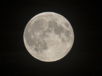 A close-up view of the Hunter's Supermoon in Linkoping, Sweden, on October 17, 2024. (