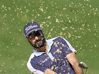 Francesco Laporta of Italy plays his shot out of a bunker on the 14th hole on day one of the Estrella Damm N.A. Andalucia Masters 2024 at Re...