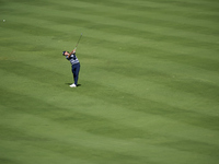 Marco Penge of England plays his second shot on the 14th hole on day one of the Estrella Damm N.A. Andalucia Masters 2024 at Real Club de Go...