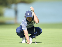 Marco Penge of England studies his shot on the 14th green on day one of the Estrella Damm N.A. Andalucia Masters 2024 at Real Club de Golf S...