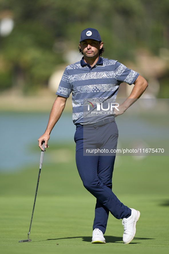 Marco Penge of England waits to play on the 14th green on day one of the Estrella Damm N.A. Andalucia Masters 2024 at Real Club de Golf Soto...