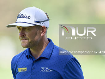 Stuart Manley of Wales looks at the 14th green on day one of the Estrella Damm N.A. Andalucia Masters 2024 at Real Club de Golf Sotogrande i...