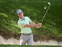 Freddy Schott of Germany plays his shot out of a bunker on the 14th hole on day one of the Estrella Damm N.A. Andalucia Masters 2024 at Real...