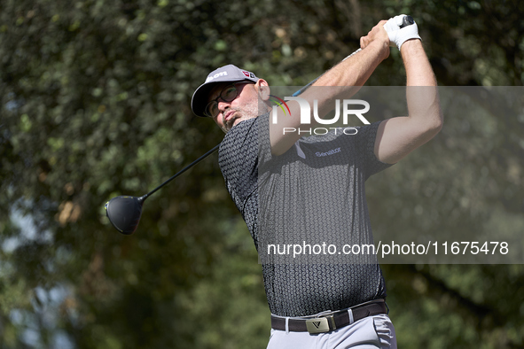 Paul Waring of England tees off on the 15th hole on day one of the Estrella Damm N.A. Andalucia Masters 2024 at Real Club de Golf Sotogrande...