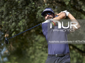 Francesco Laporta of Italy tees off on the 15th hole on day one of the Estrella Damm N.A. Andalucia Masters 2024 at Real Club de Golf Sotogr...