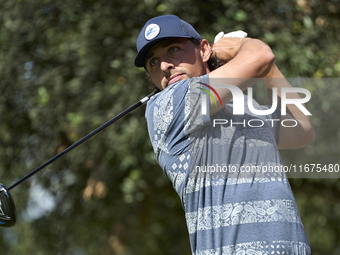 Marco Penge of England tees off on the 15th hole on day one of the Estrella Damm N.A. Andalucia Masters 2024 at Real Club de Golf Sotogrande...