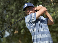 Marco Penge of England tees off on the 15th hole on day one of the Estrella Damm N.A. Andalucia Masters 2024 at Real Club de Golf Sotogrande...