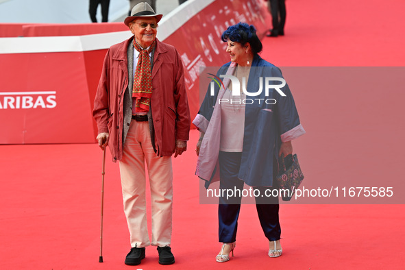 Renzo Arbore and Marisa Laurito attend the red carpet during the 19th Rome Film Festival at Auditorium Parco Della Musica in Rome, Italy, on...