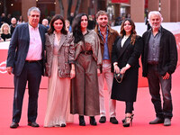 Benedetto Habib, Elisa Fuksas, Elisa Casseri, Flavio Furno, Lavinia Fuksas, and a guest attend the ''Marko Polo'' red carpet during the 19th...