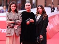 Elisa Fuksas, Doriana Mandrelli, and Lavinia Fuksas attend the ''Marko Polo'' red carpet during the 19th Rome Film Festival at Auditorium Pa...