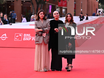 Elisa Fuksas, Doriana Mandrelli, and Lavinia Fuksas attend the ''Marko Polo'' red carpet during the 19th Rome Film Festival at Auditorium Pa...