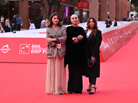 Elisa Fuksas, Doriana Mandrelli, and Lavinia Fuksas attend the ''Marko Polo'' red carpet during the 19th Rome Film Festival at Auditorium Pa...