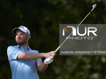 Maximilian Kieffer of Germany tees off on the 17th hole on day one of the Estrella Damm N.A. Andalucia Masters 2024 at Real Club de Golf Sot...