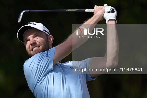 Maximilian Kieffer of Germany tees off on the 17th hole on day one of the Estrella Damm N.A. Andalucia Masters 2024 at Real Club de Golf Sot...