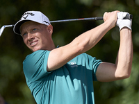 Simon Forsstrom of Sweden tees off on the 17th hole on day one of the Estrella Damm N.A. Andalucia Masters 2024 at Real Club de Golf Sotogra...