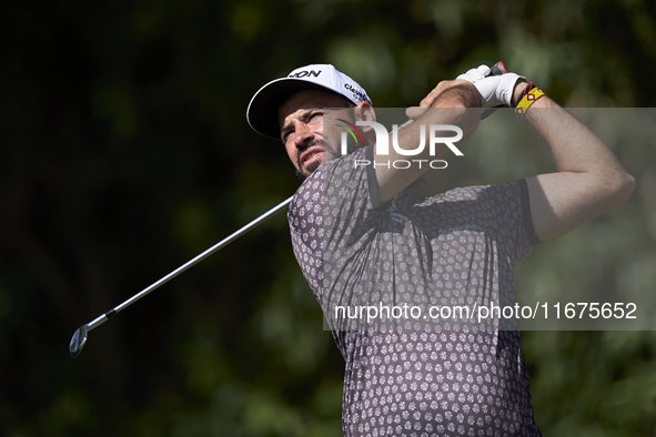 Santiago Tarrio of Spain tees off on the 17th hole on day one of the Estrella Damm N.A. Andalucia Masters 2024 at Real Club de Golf Sotogran...