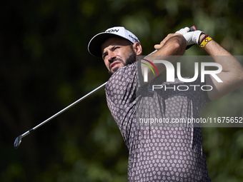 Santiago Tarrio of Spain tees off on the 17th hole on day one of the Estrella Damm N.A. Andalucia Masters 2024 at Real Club de Golf Sotogran...