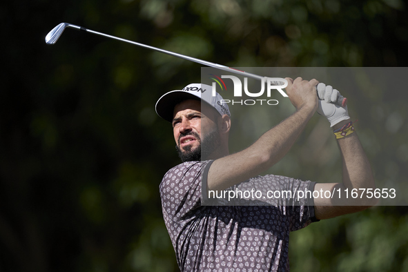 Santiago Tarrio of Spain tees off on the 17th hole on day one of the Estrella Damm N.A. Andalucia Masters 2024 at Real Club de Golf Sotogran...