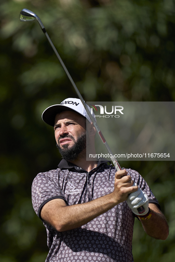 Santiago Tarrio of Spain tees off on the 17th hole on day one of the Estrella Damm N.A. Andalucia Masters 2024 at Real Club de Golf Sotogran...