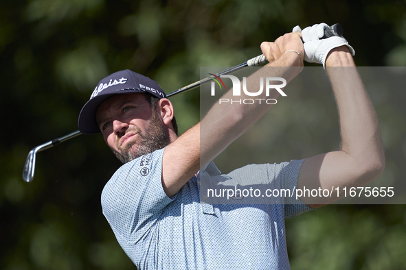 Scott Jamieson of Scotland tees off on the 17th hole on day one of the Estrella Damm N.A. Andalucia Masters 2024 at Real Club de Golf Sotogr...