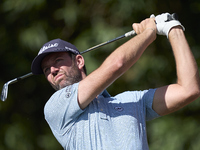 Scott Jamieson of Scotland tees off on the 17th hole on day one of the Estrella Damm N.A. Andalucia Masters 2024 at Real Club de Golf Sotogr...