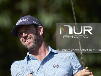 Scott Jamieson of Scotland tees off on the 17th hole on day one of the Estrella Damm N.A. Andalucia Masters 2024 at Real Club de Golf Sotogr...