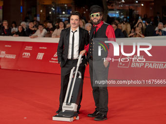 Gianfranco Firriolo and Vinicio Capossela attend the ''Natale Fuori Orario'' red carpet during the 19th Rome Film Festival at Auditorium Par...