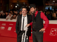 Gianfranco Firriolo and Vinicio Capossela attend the ''Natale Fuori Orario'' red carpet during the 19th Rome Film Festival at Auditorium Par...