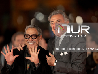 Guillermo Mariotto and Luca Barbareschi attend the ''Paradiso in Vendita'' red carpet during the 19th Rome Film Festival at Auditorium Parco...