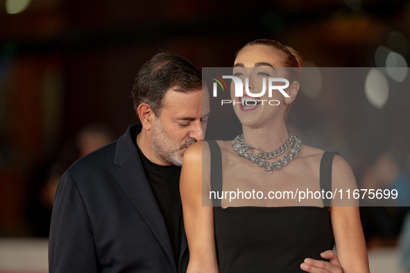 Fausto Brizzi and Silvia Salis attend the ''Paradiso in Vendita'' red carpet during the 19th Rome Film Festival at Auditorium Parco Della Mu...