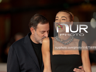 Fausto Brizzi and Silvia Salis attend the ''Paradiso in Vendita'' red carpet during the 19th Rome Film Festival at Auditorium Parco Della Mu...