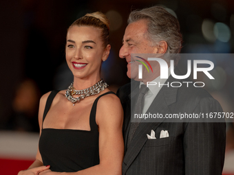 Luca Barbareschi and Silvia Salis attend the ''Paradiso in Vendita'' red carpet during the 19th Rome Film Festival at Auditorium Parco Della...