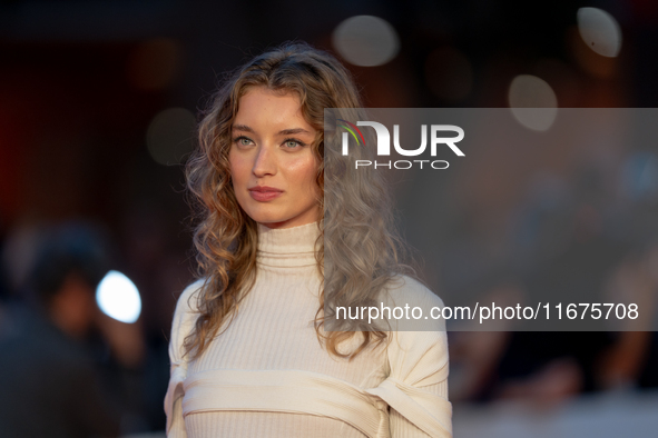 Giulia Maenza attends the ''U.S. Palmese'' red carpet during the 19th Rome Film Festival at Auditorium Parco Della Musica in Rome, Italy, on...