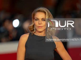 Claudia Gerini attends the ''U.S. Palmese'' red carpet during the 19th Rome Film Festival at Auditorium Parco Della Musica in Rome, Italy, o...