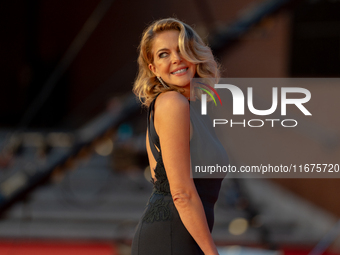 Claudia Gerini attends the ''U.S. Palmese'' red carpet during the 19th Rome Film Festival at Auditorium Parco Della Musica in Rome, Italy, o...