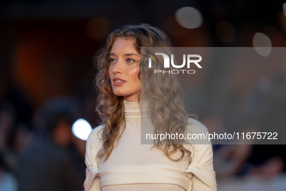 Giulia Maenza attends the ''U.S. Palmese'' red carpet during the 19th Rome Film Festival at Auditorium Parco Della Musica in Rome, Italy, on...