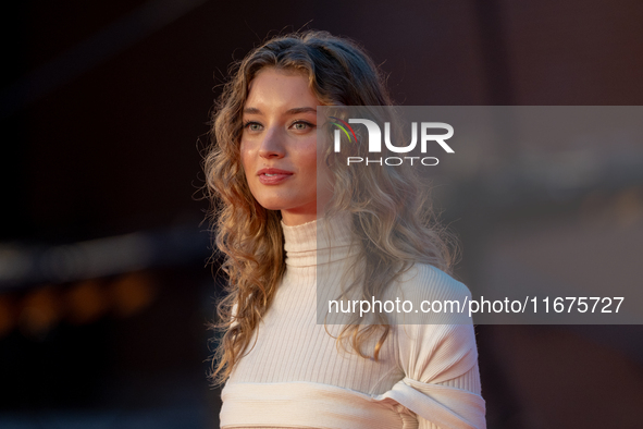 Giulia Maenza attends the ''U.S. Palmese'' red carpet during the 19th Rome Film Festival at Auditorium Parco Della Musica in Rome, Italy, on...